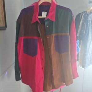 Vibrant Colorblock Button-Up Shirt